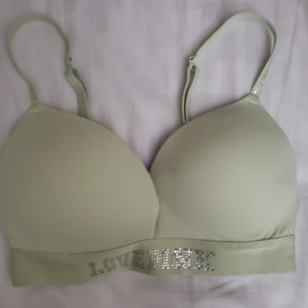 PINK RHINESTONE BRA